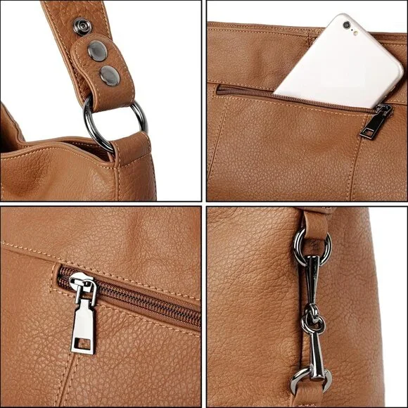 Genuine Leather Women's Medium Crossbody Shoulder Bag with Removable Handle